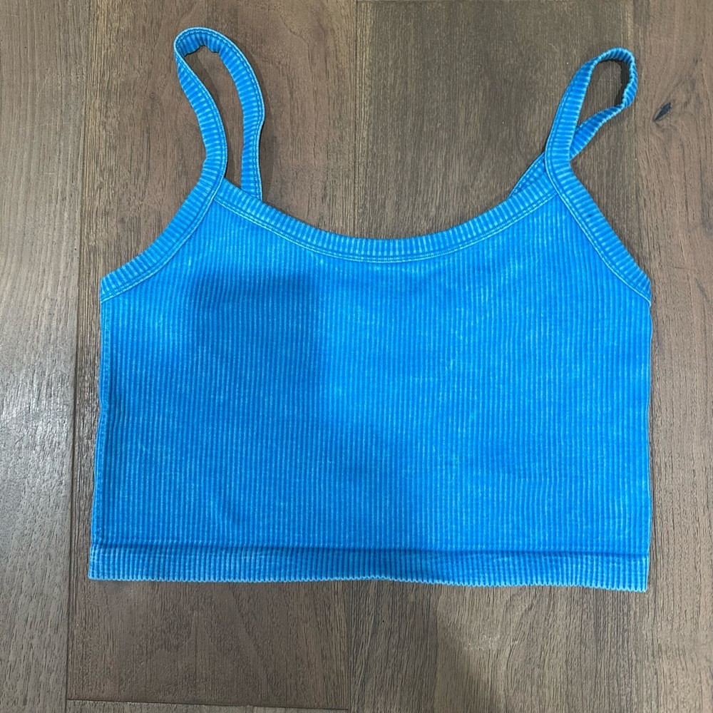 Vibrant Blue Ribbed Crop Top
